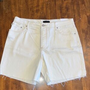 House Of Harlow 1960 Off-White Jean Shorts, High Rise Mom Bermuda, Sz 32